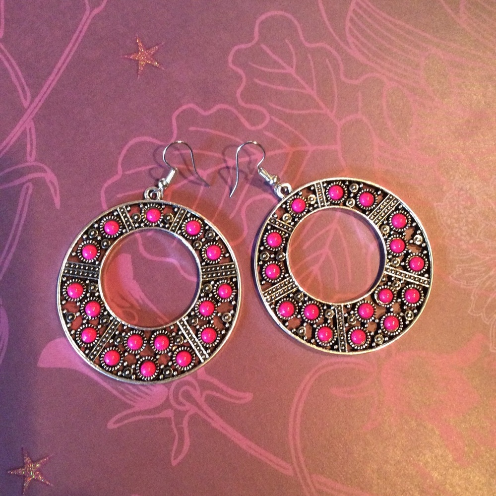 Pink and Silver Earrings